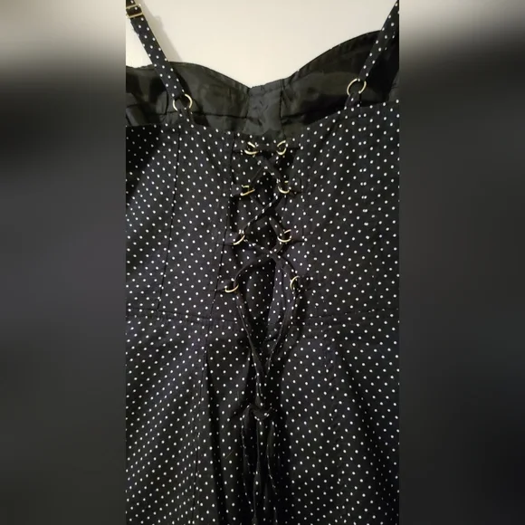 Selé black w/ white polka dot rockabilly pin up dress size Medium M - Picture 7 of 14